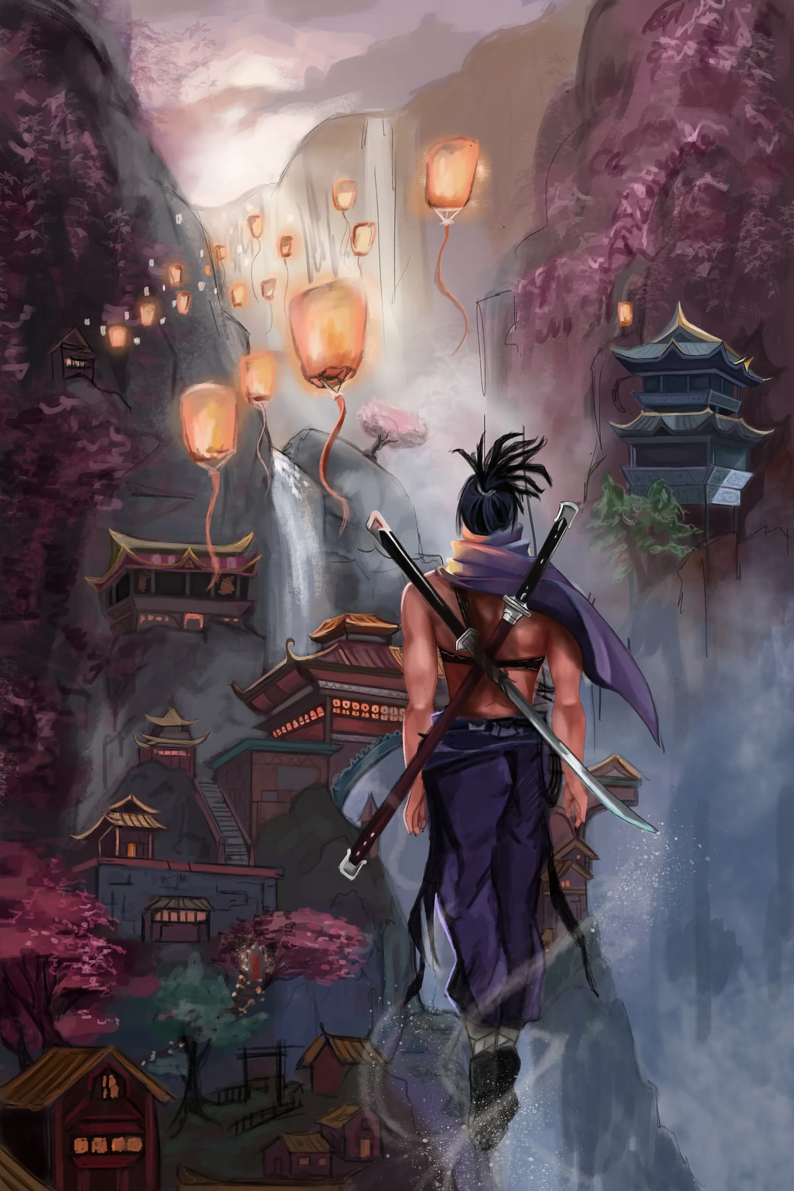 Samurai, digital illustration by Federica Bocca