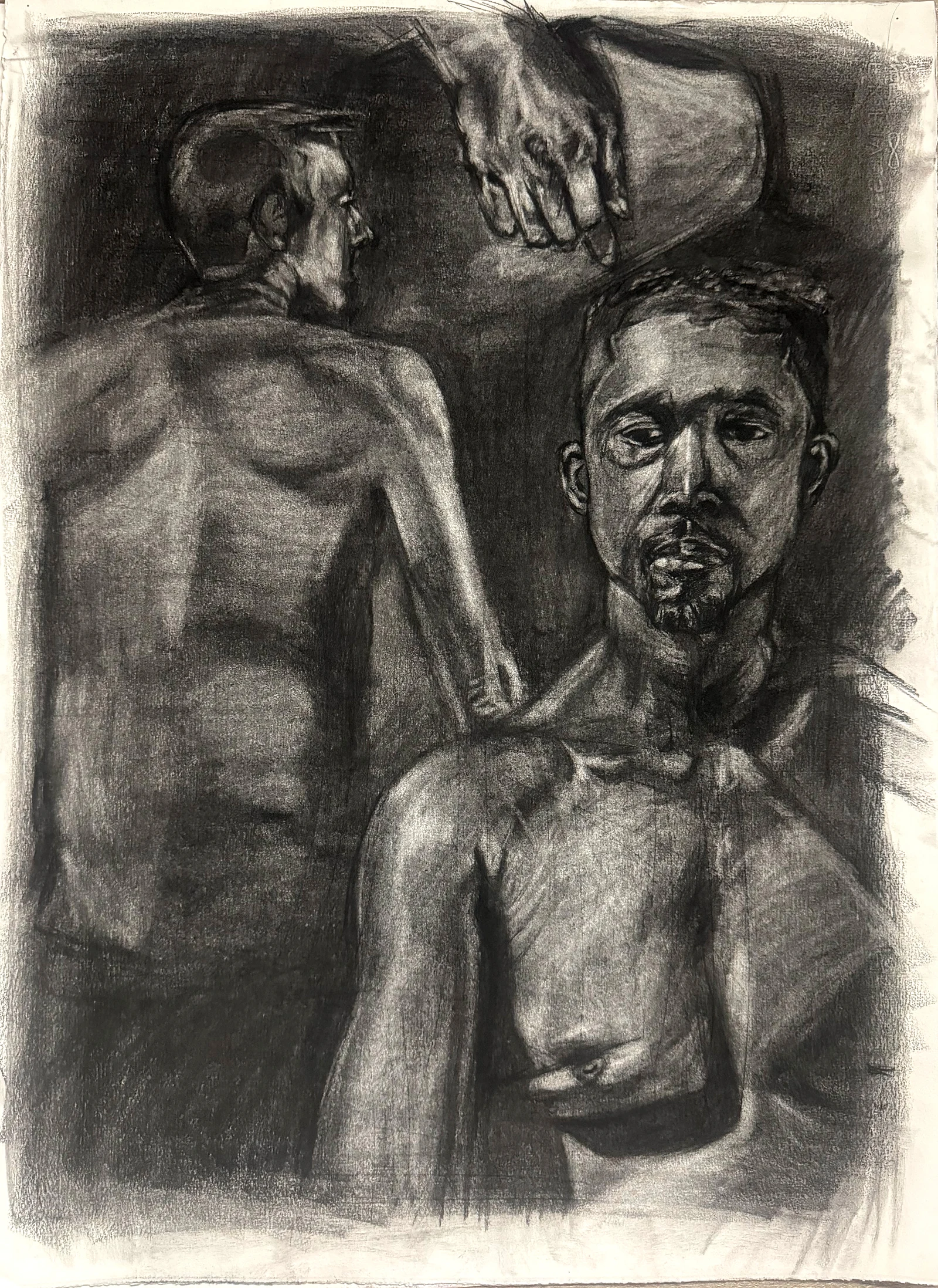 Two Figures, charcoal on paper by Federica Bocca
